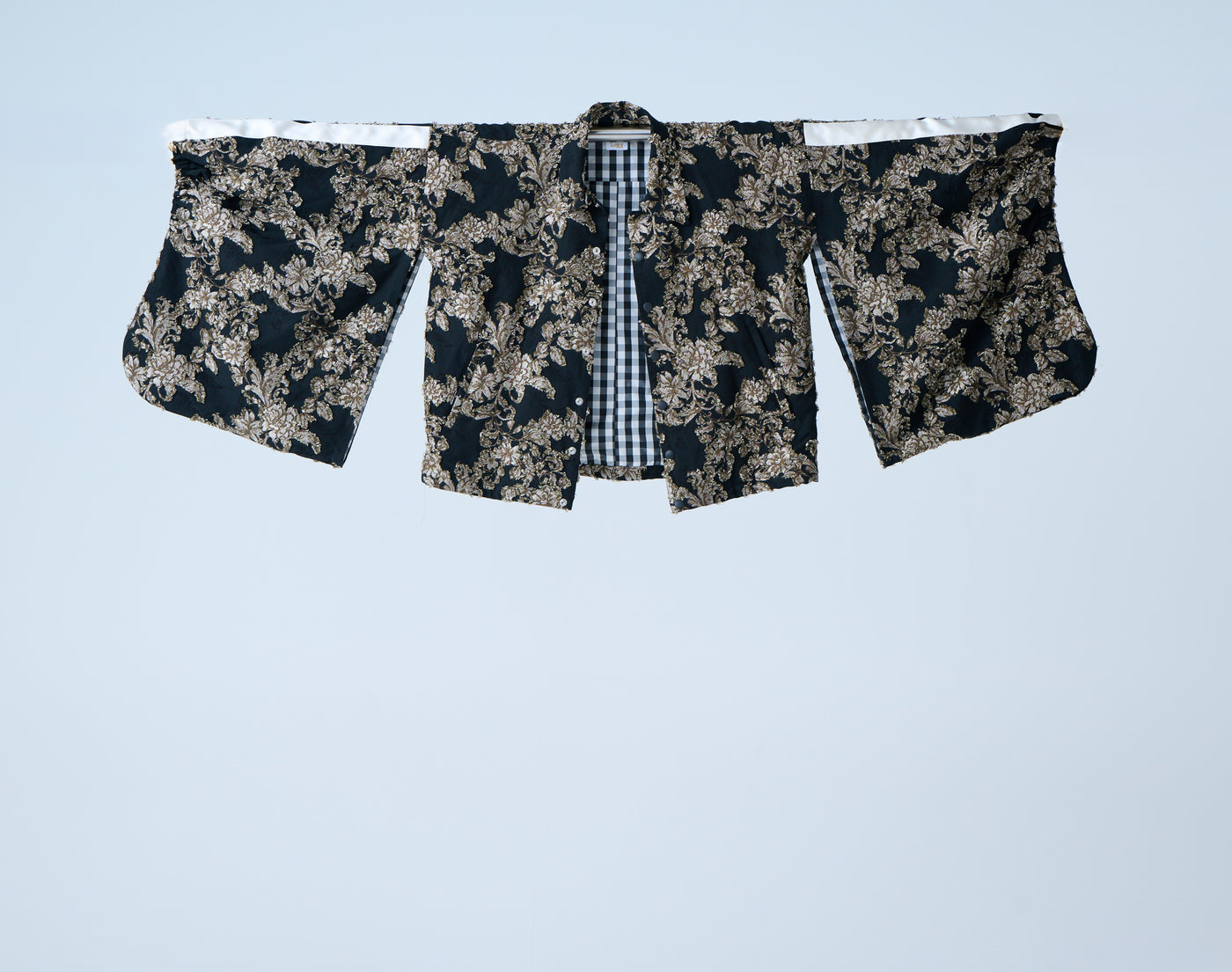 Floral jacquard track jacket beige black