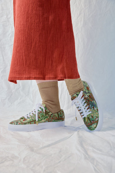 Nishijin-ori sneakers, monogram green
