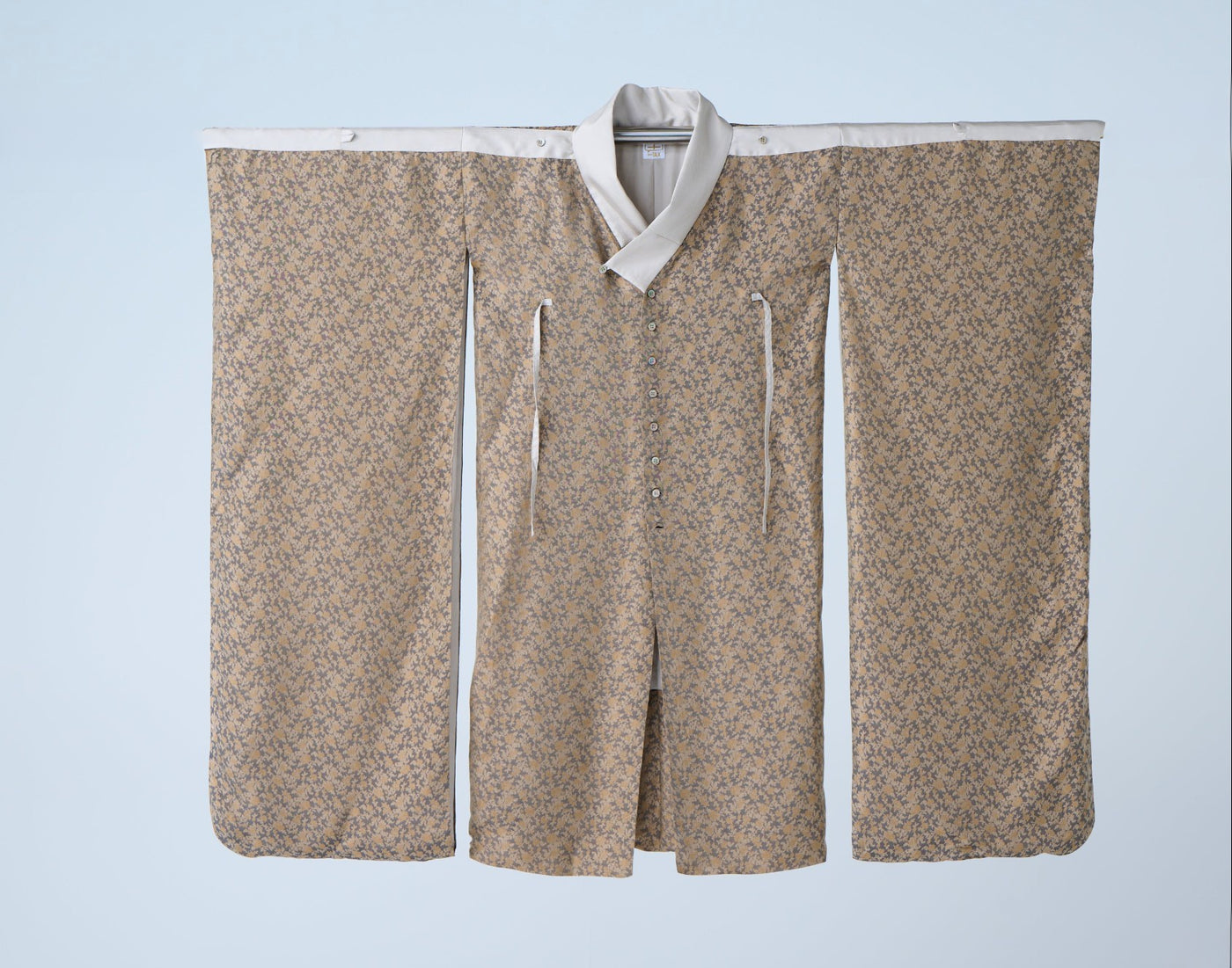 Cupra small flower jacquard long jacket in grey and beige