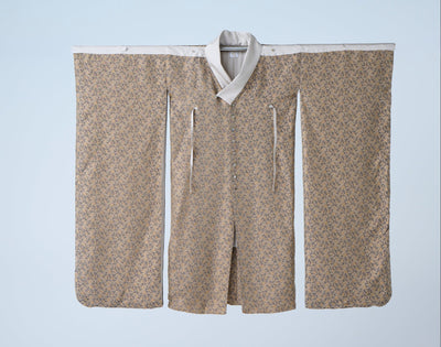 Cupra small flower jacquard long jacket in grey and beige