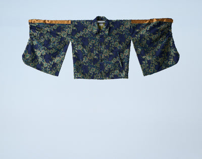Floral jacquard track jacket green yellow