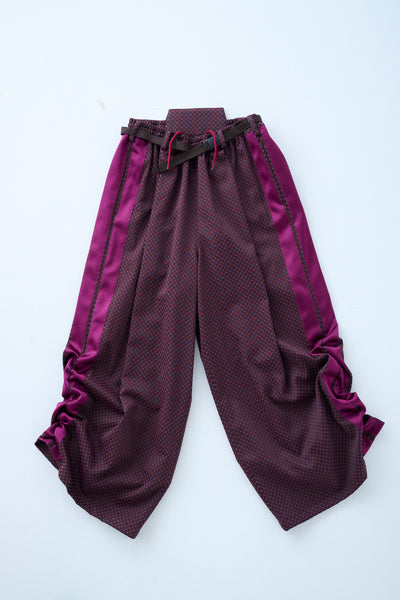 Ring Pattern Jacquard Drawstring Pants Purple Navy