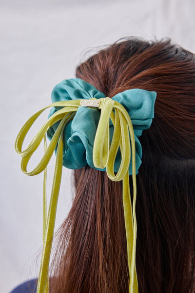 Ribbon, scrunchie, blue-green