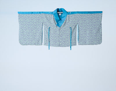 Small Leaf Jacquard Short Jacket Blue
