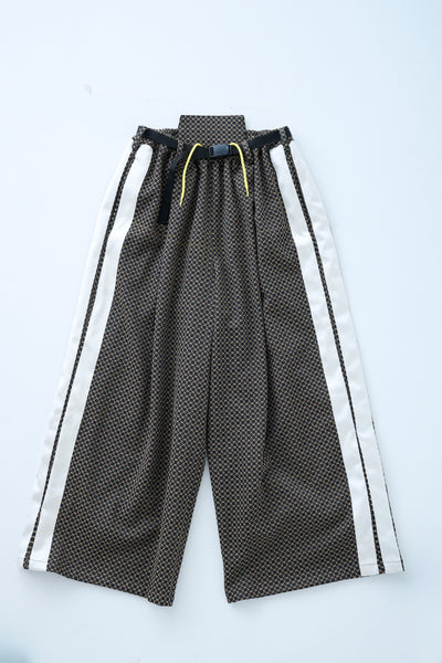 Ring Pattern Jacquard Drawstring Pants Black