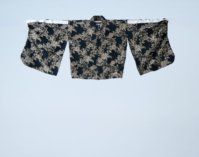 Floral jacquard track jacket beige black