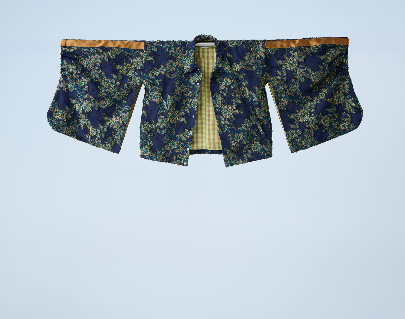 Floral jacquard track jacket green yellow