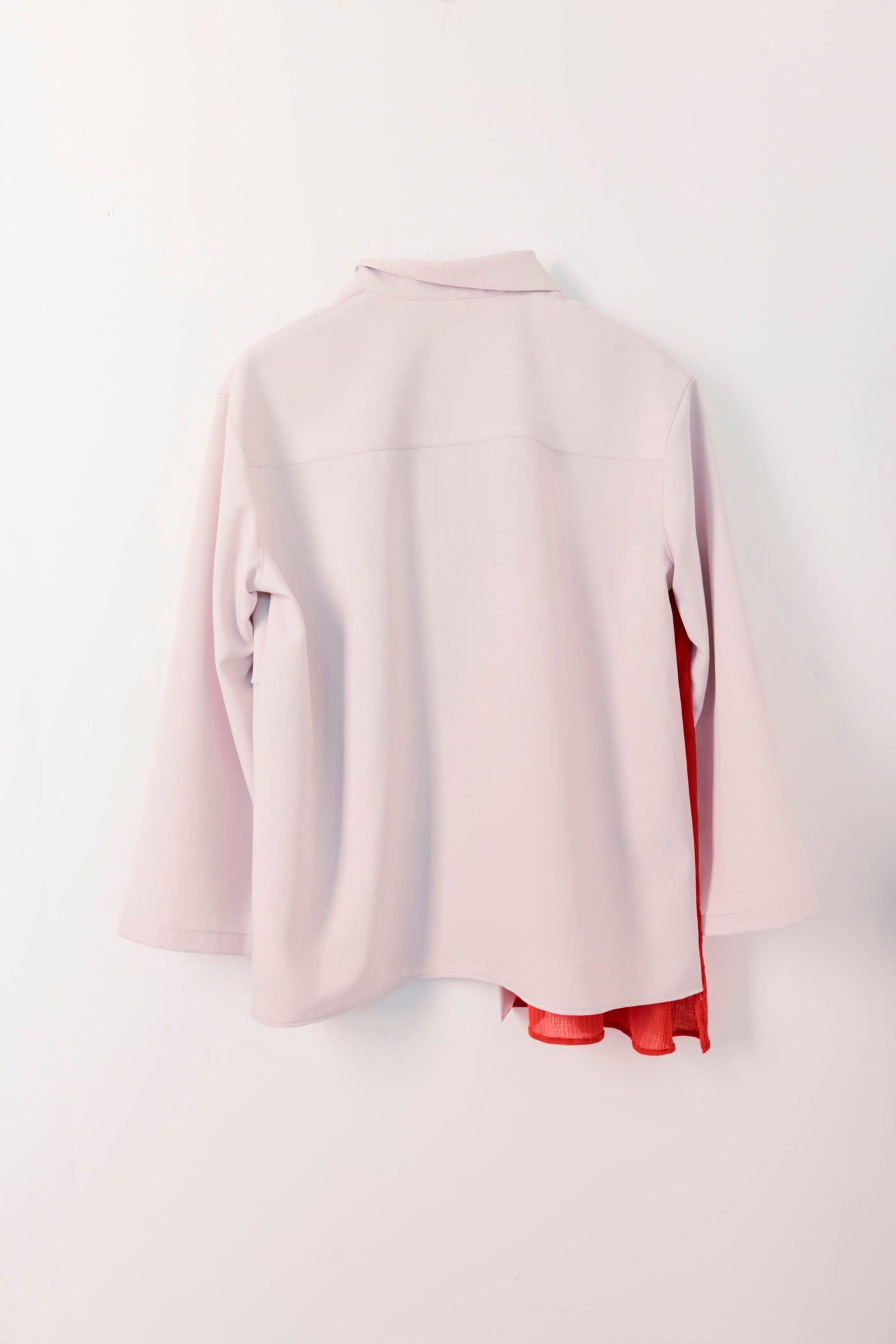 Asymmetrical shirt jacket with flared cuffs