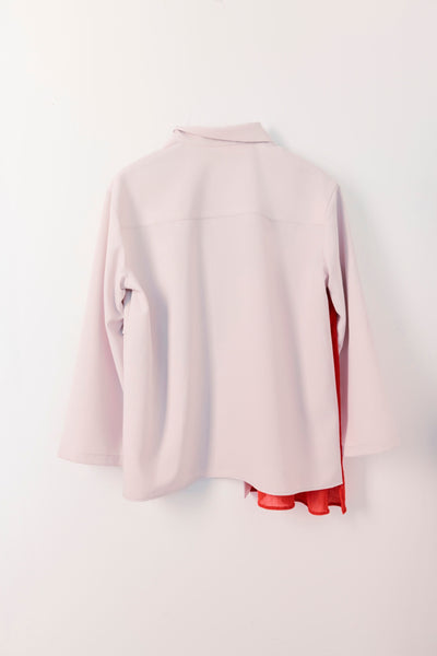 Asymmetrical shirt jacket with flared cuffs