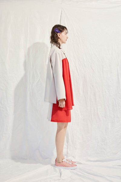 Asymmetrical shirt jacket with flared cuffs