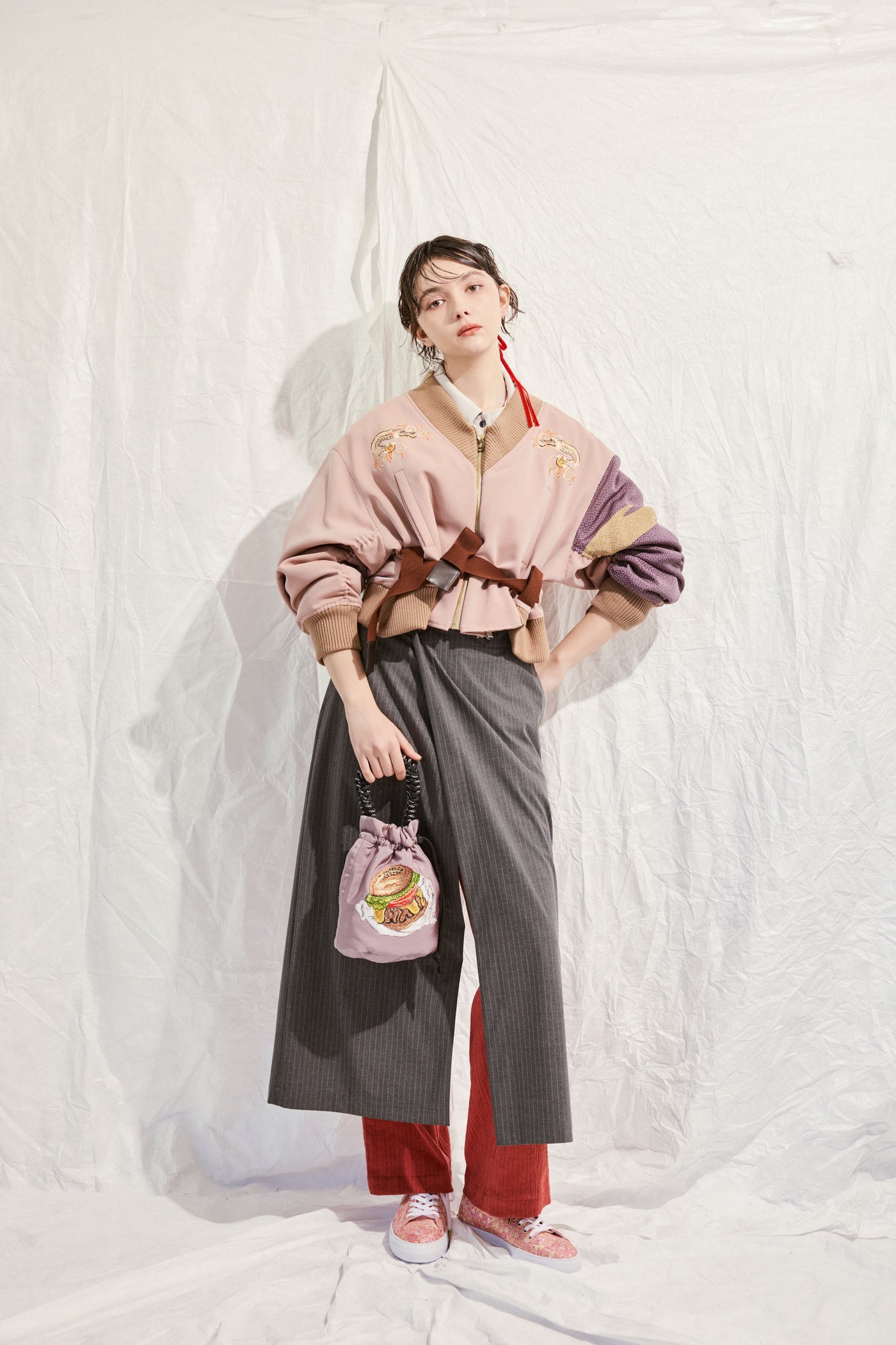 Wrap long pants (striped)