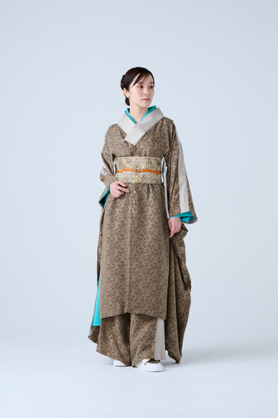 Pine, bamboo and plum brocade monogram wide belt