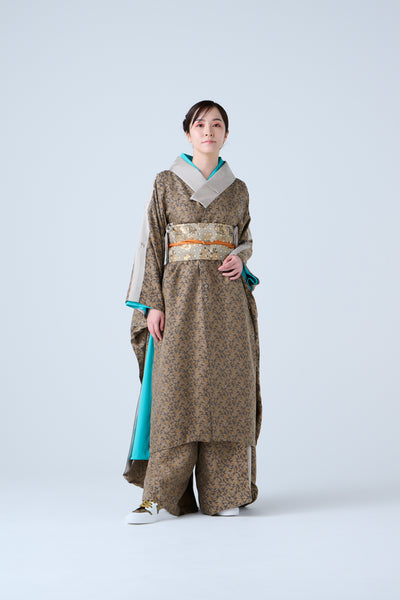 Pine, bamboo and plum brocade monogram wide belt