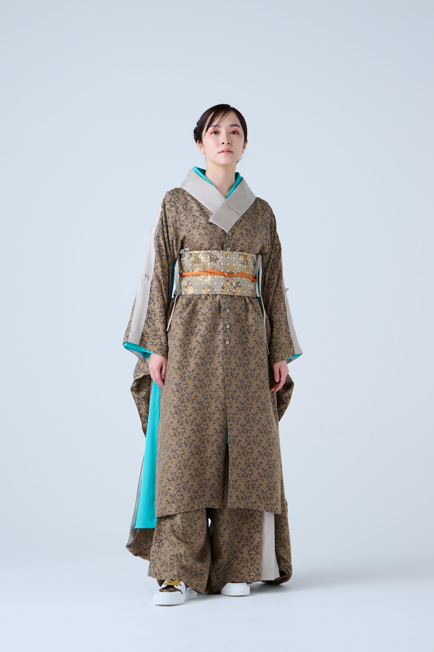 Pine, bamboo and plum brocade monogram wide belt