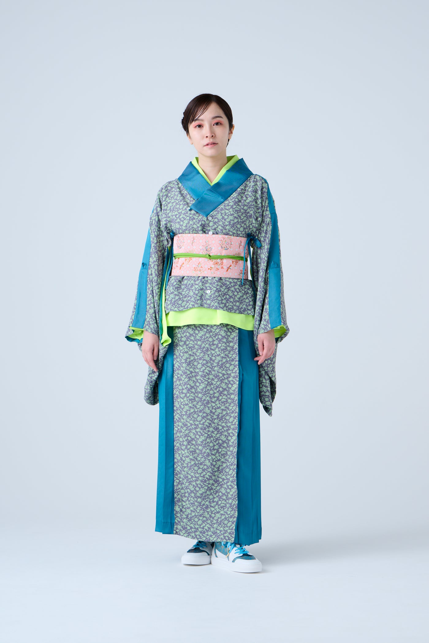 Small Leaf Jacquard Short Jacket Blue