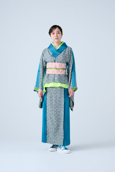 Small Leaf Jacquard Short Jacket Blue