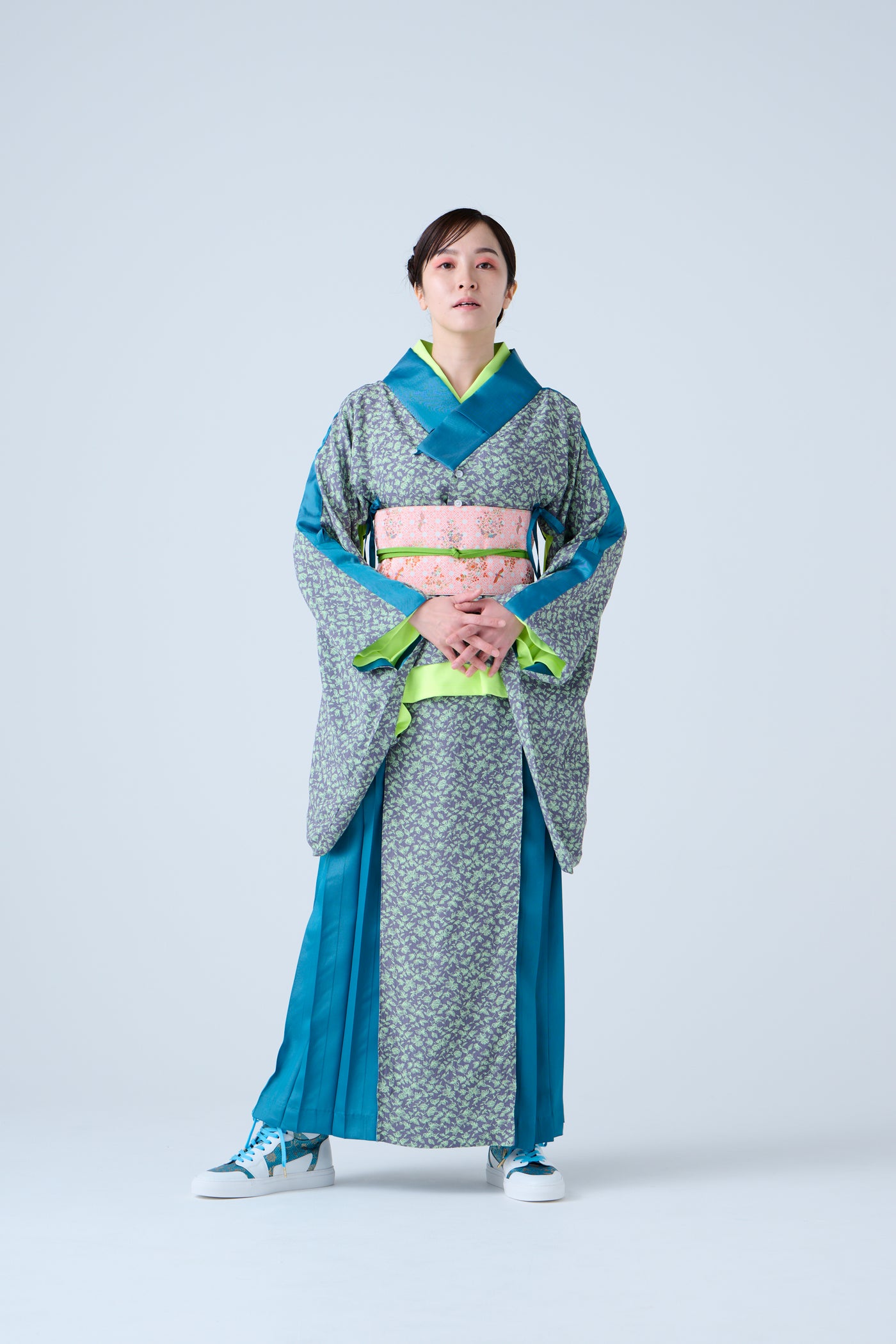 Small Leaf Jacquard Short Jacket Blue