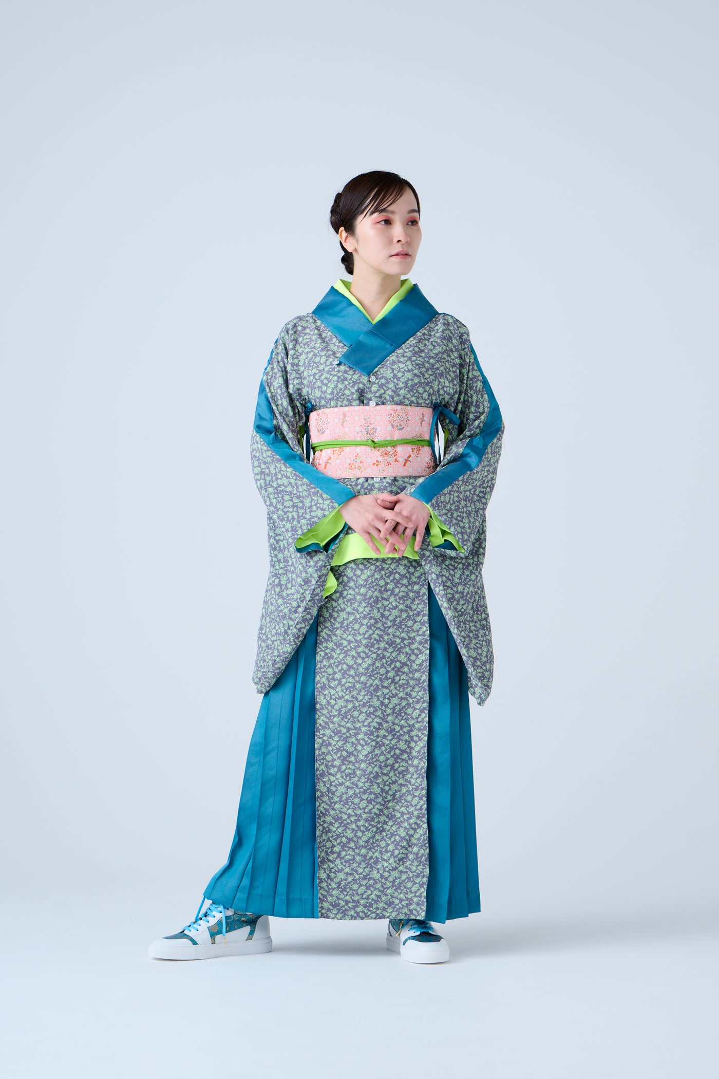 Small Leaf Jacquard Short Jacket Blue