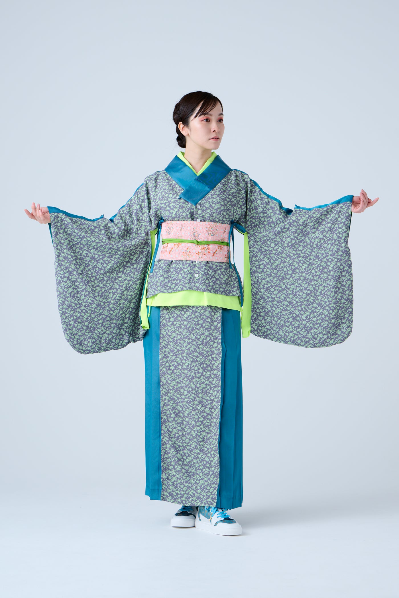 Small Leaf Jacquard Short Jacket Blue