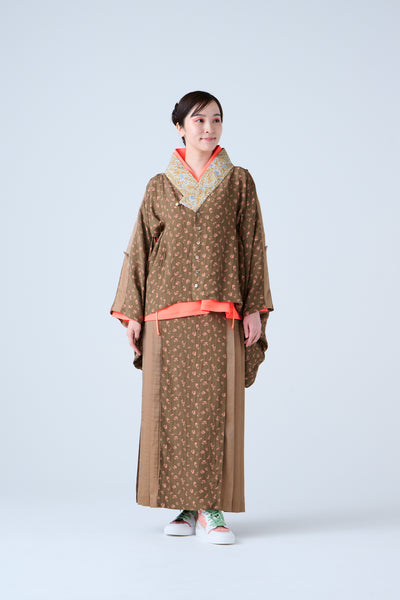 Petal Jacquard Short Jacket Brown Camel