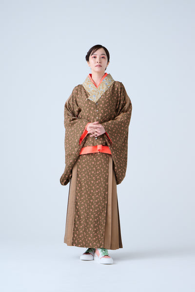 Petal Jacquard Short Jacket Brown Camel