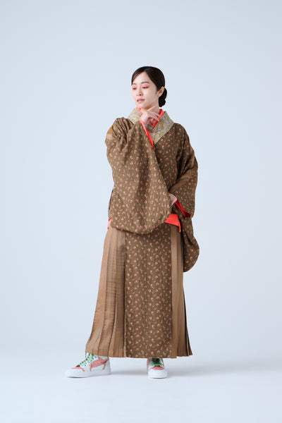Petal Jacquard Short Jacket Brown Camel