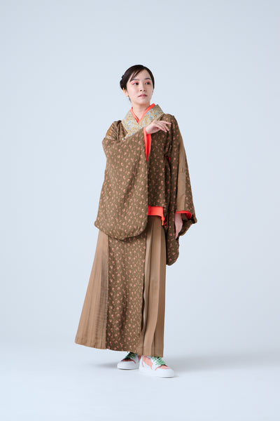 Petal Jacquard Short Jacket Brown Camel