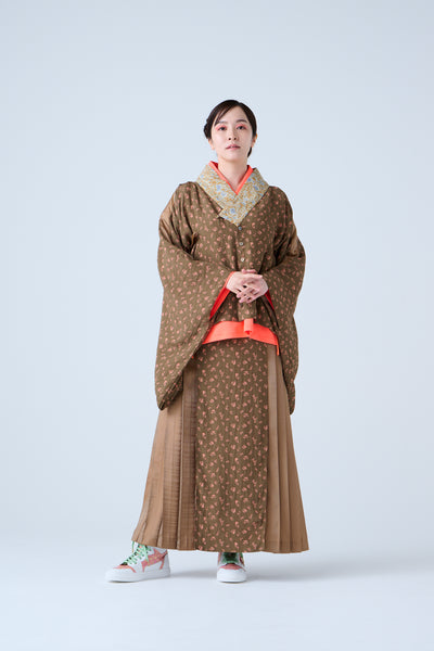 Petal Jacquard Short Jacket Brown Camel