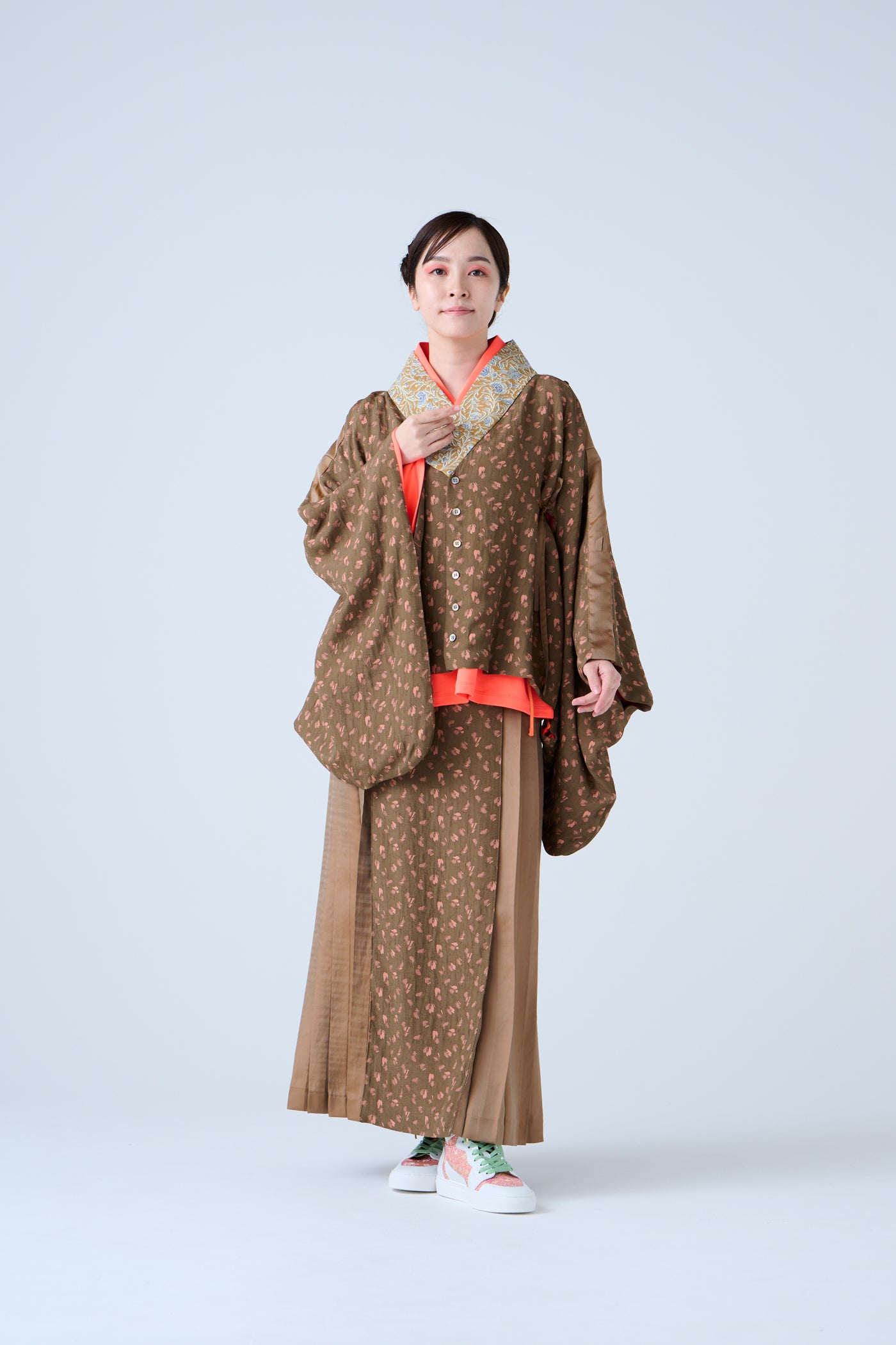 Petal Jacquard Short Jacket Brown Camel