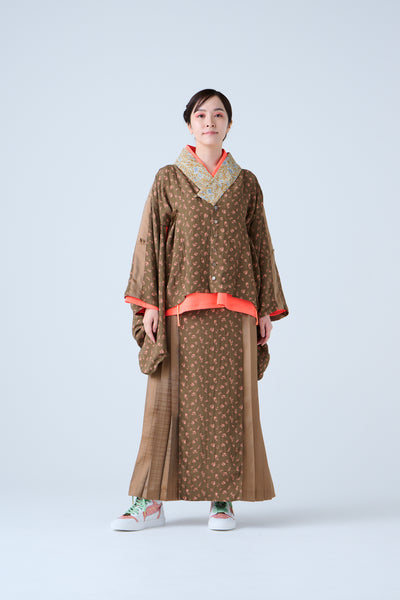 Petal Jacquard Short Jacket Brown Camel