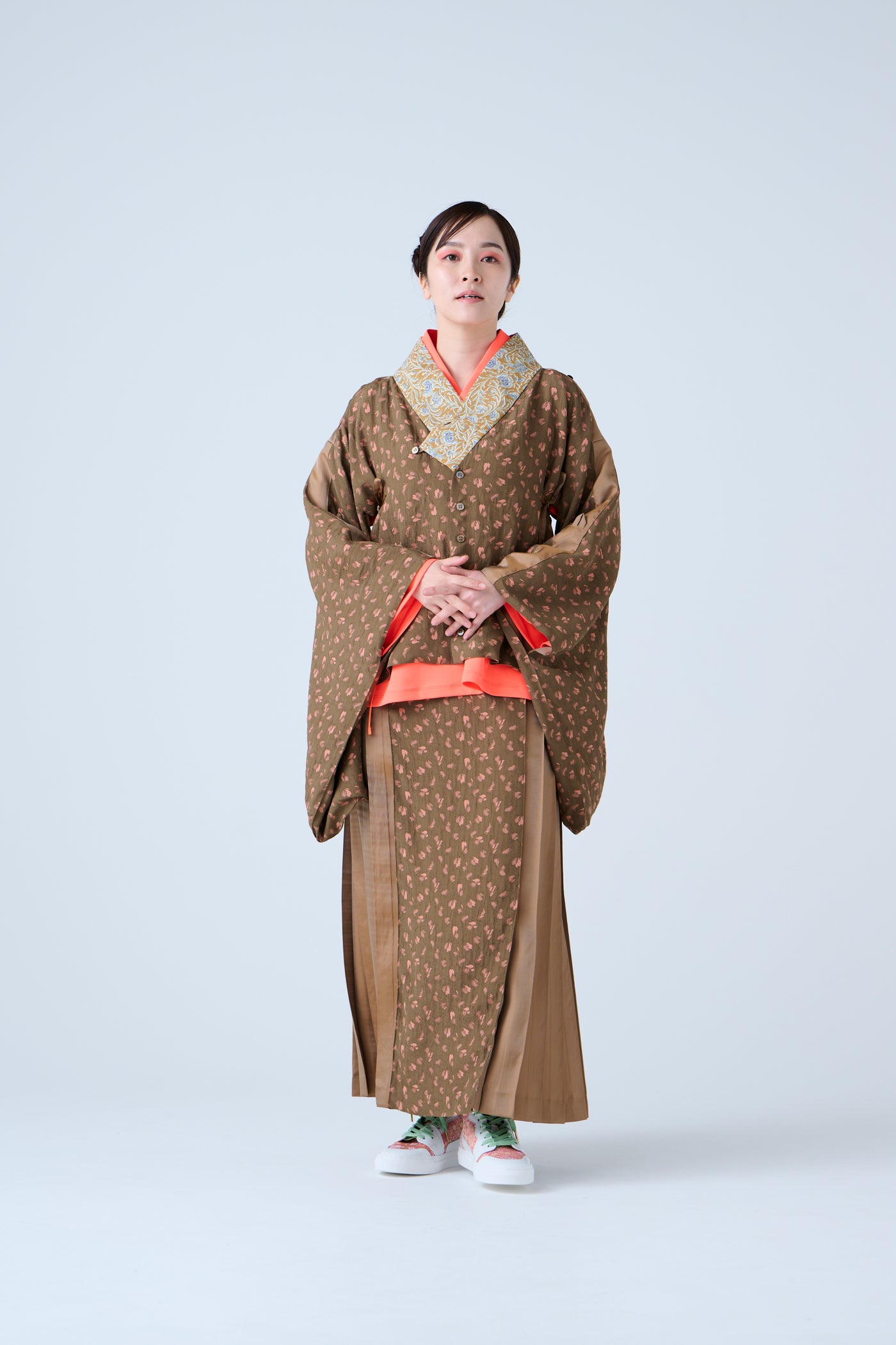 Petal Jacquard Short Jacket Brown Camel