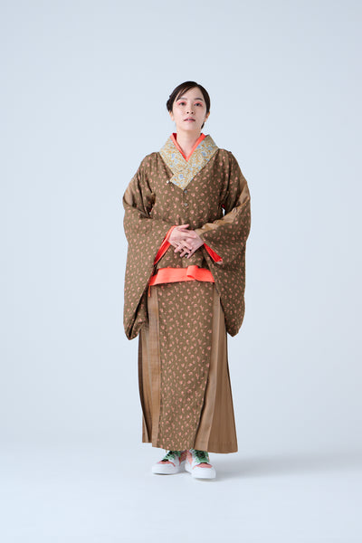 Petal Jacquard Short Jacket Brown Camel
