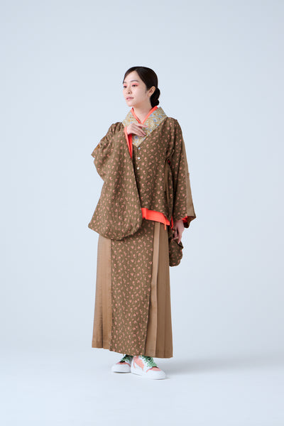 Petal Jacquard Short Jacket Brown Camel