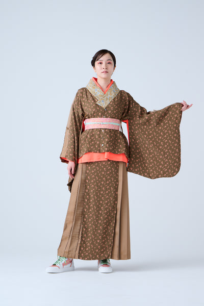 Petal Jacquard Short Jacket Brown Camel