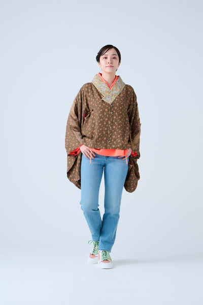 Petal Jacquard Short Jacket Brown Camel