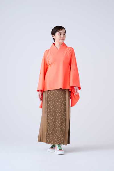 Petal Jacquard Pleated Skirt Brown Camel