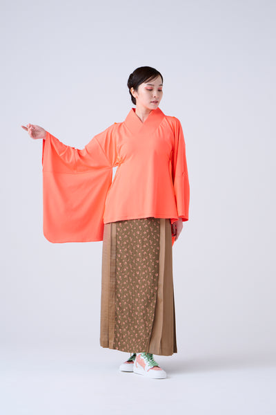 Petal Jacquard Pleated Skirt Brown Camel