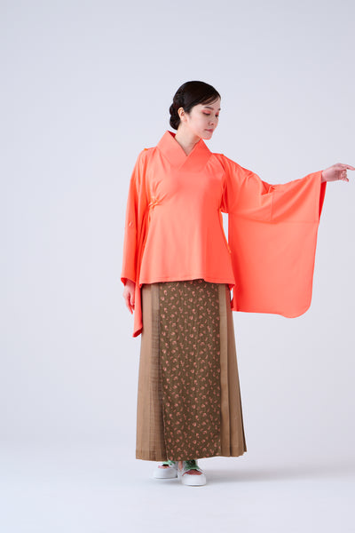 Petal Jacquard Pleated Skirt Brown Camel