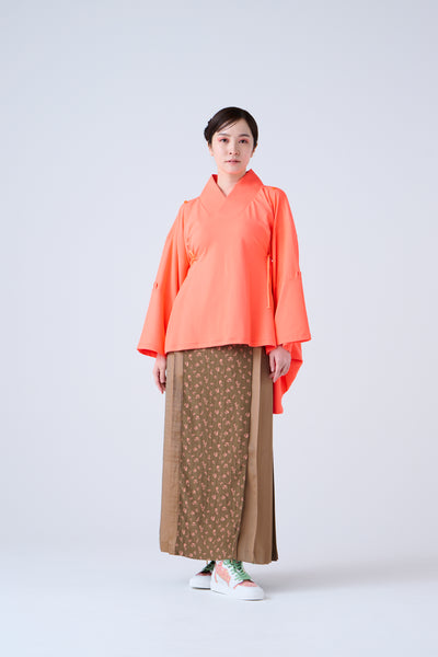 Petal Jacquard Pleated Skirt Brown Camel