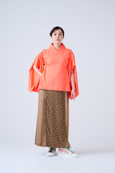Petal Jacquard Pleated Skirt Brown Camel