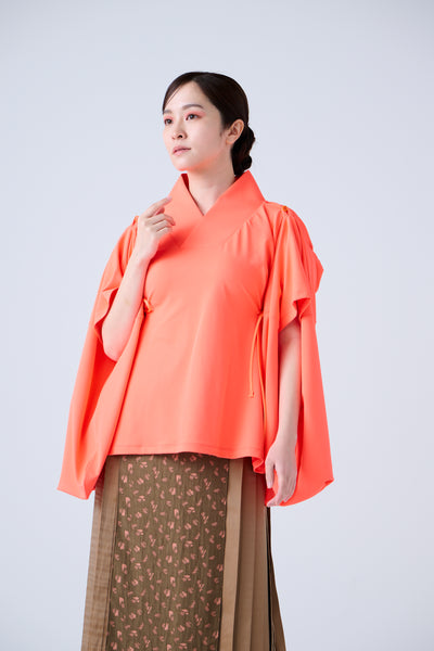 Kimono Sleeve Bare Smooth Short Pullover Orange