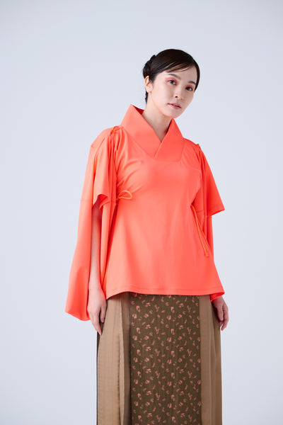 Kimono Sleeve Bare Smooth Short Pullover Orange