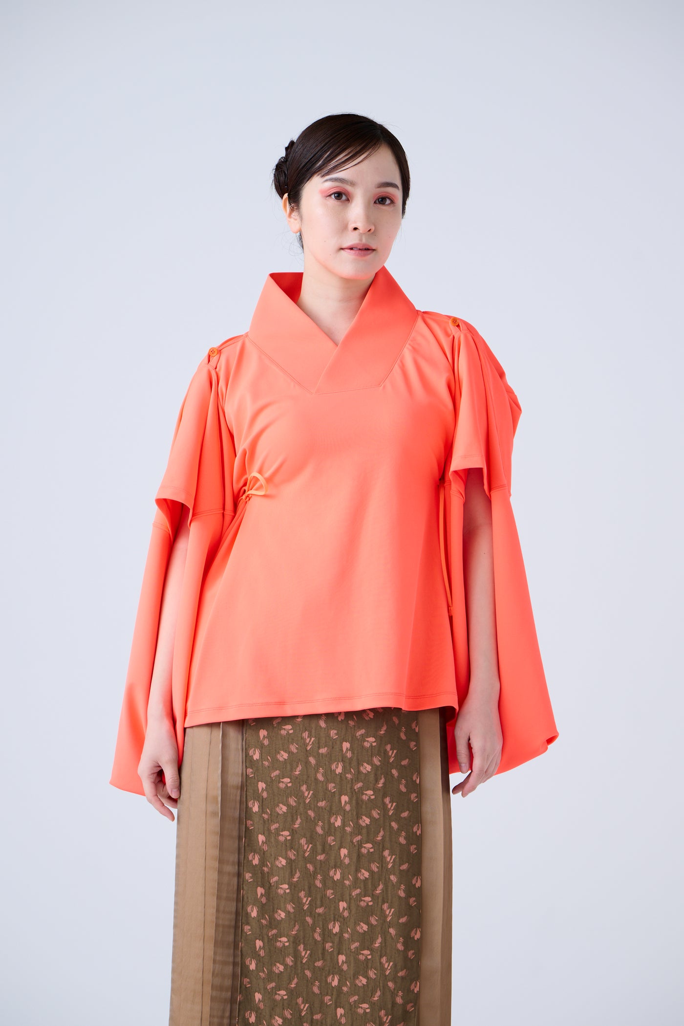 Kimono Sleeve Bare Smooth Short Pullover Orange