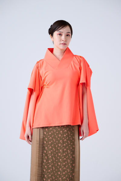 Kimono Sleeve Bare Smooth Short Pullover Orange