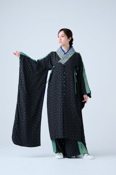 Petal Jacquard Long Jacket Green