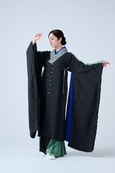 Petal Jacquard Side Pleated Long Pants Green