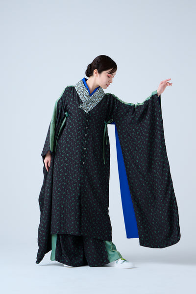 Petal Jacquard Long Jacket Green