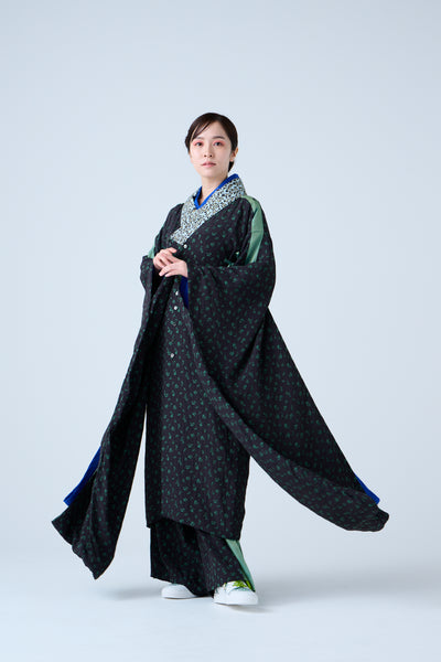 Petal Jacquard Long Jacket Green