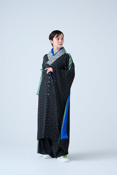 Petal Jacquard Side Pleated Long Pants Green