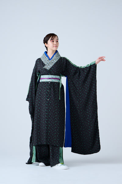 Petal Jacquard Long Jacket Green